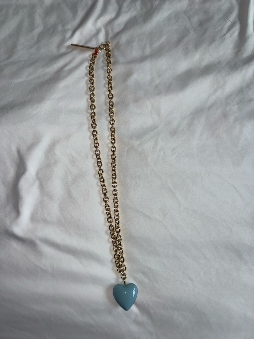 Roxanne Assoulin Gold Chain Necklace with Blue Heart Pendant